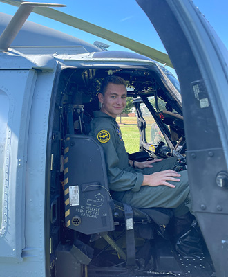 JROTC cadet in aircraft