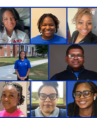 ECSU Students Charli Brooks, Jaila Gross, Naseefa Salaam, Jasmine Jackson, Joshua Harrell, Sierra King, Coreen Mullen and Ashante Bradley are the most recent Gilman Scholars