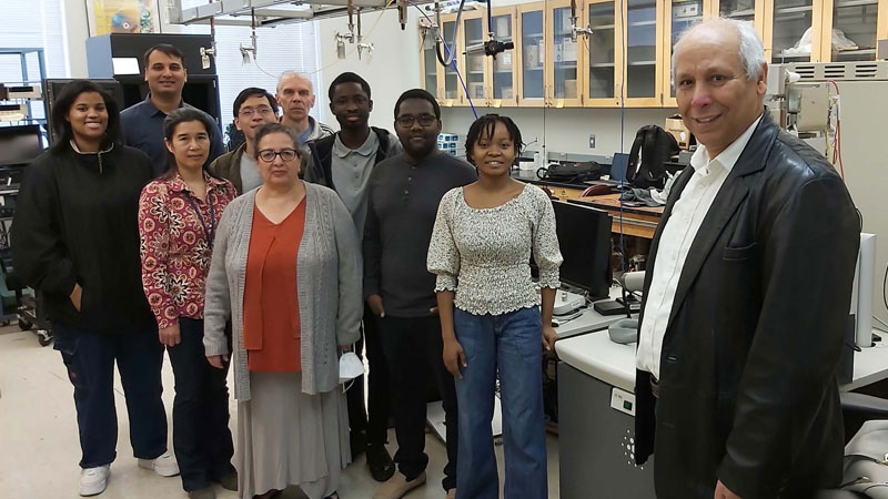 Dr. Karoui and his team in the nanomaterial characterization laboratory at NCCU.