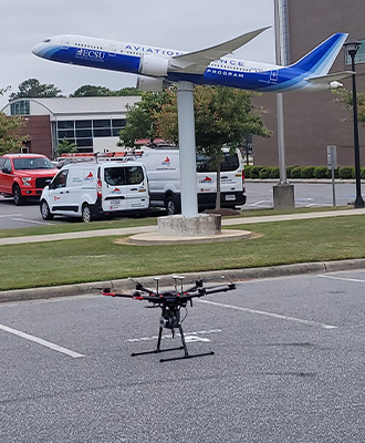 Drone landed in STEM building parking lot