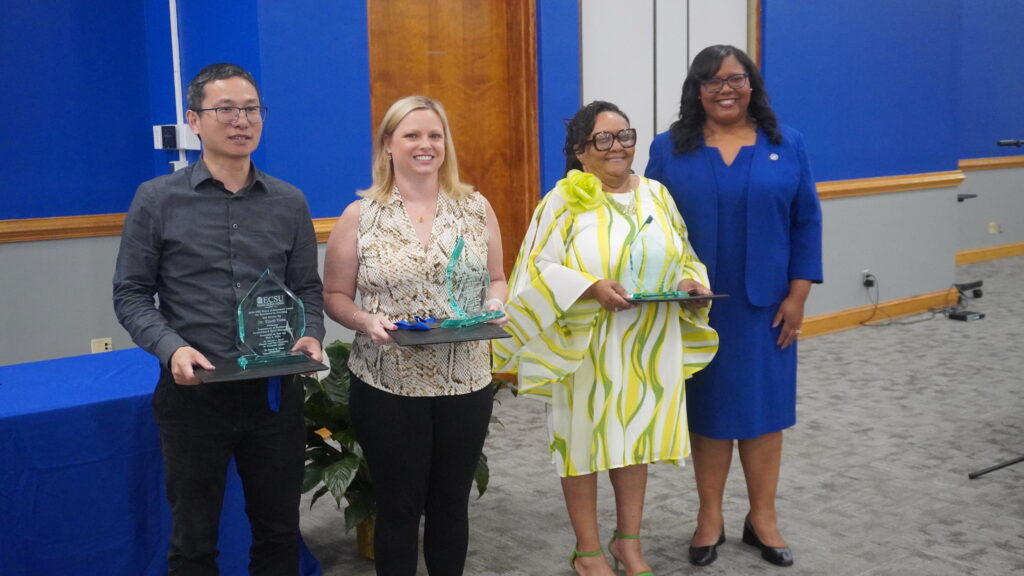 ECSU faculty and staff members receiving appreciation awards.